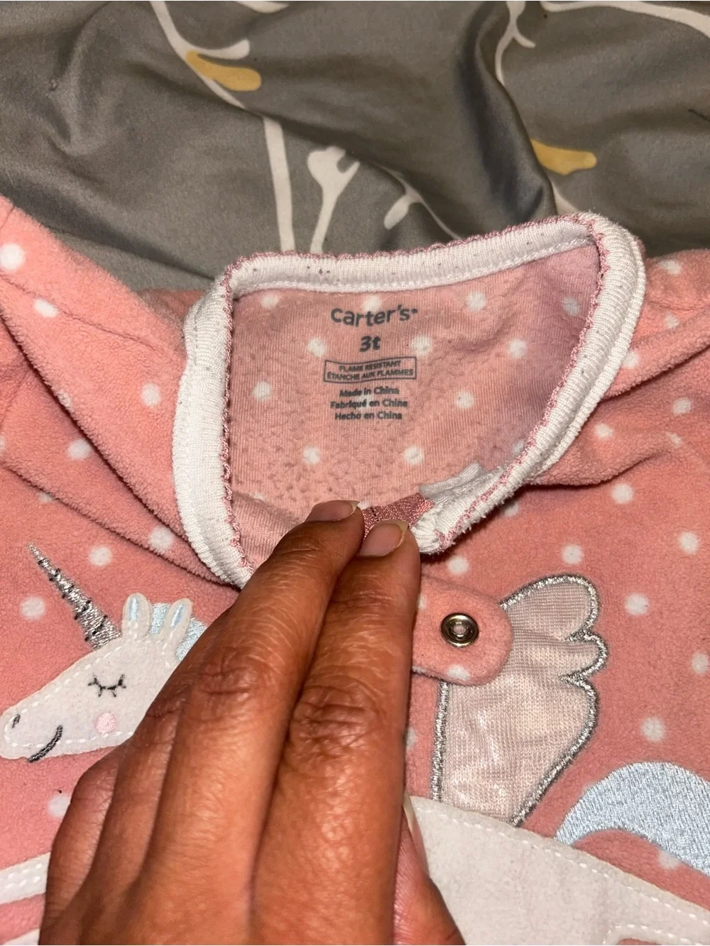 Carter's Pink Polka Dot Unicorn Footed One-Piece